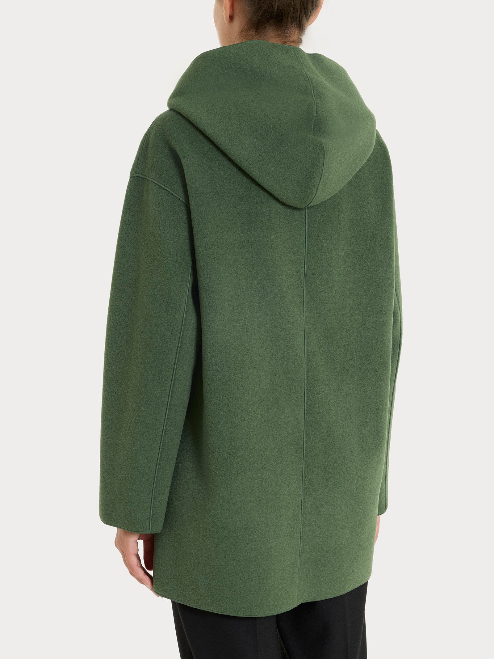Ragno Vegan Wool giaccone cappuccio Bronze Green donna caldo