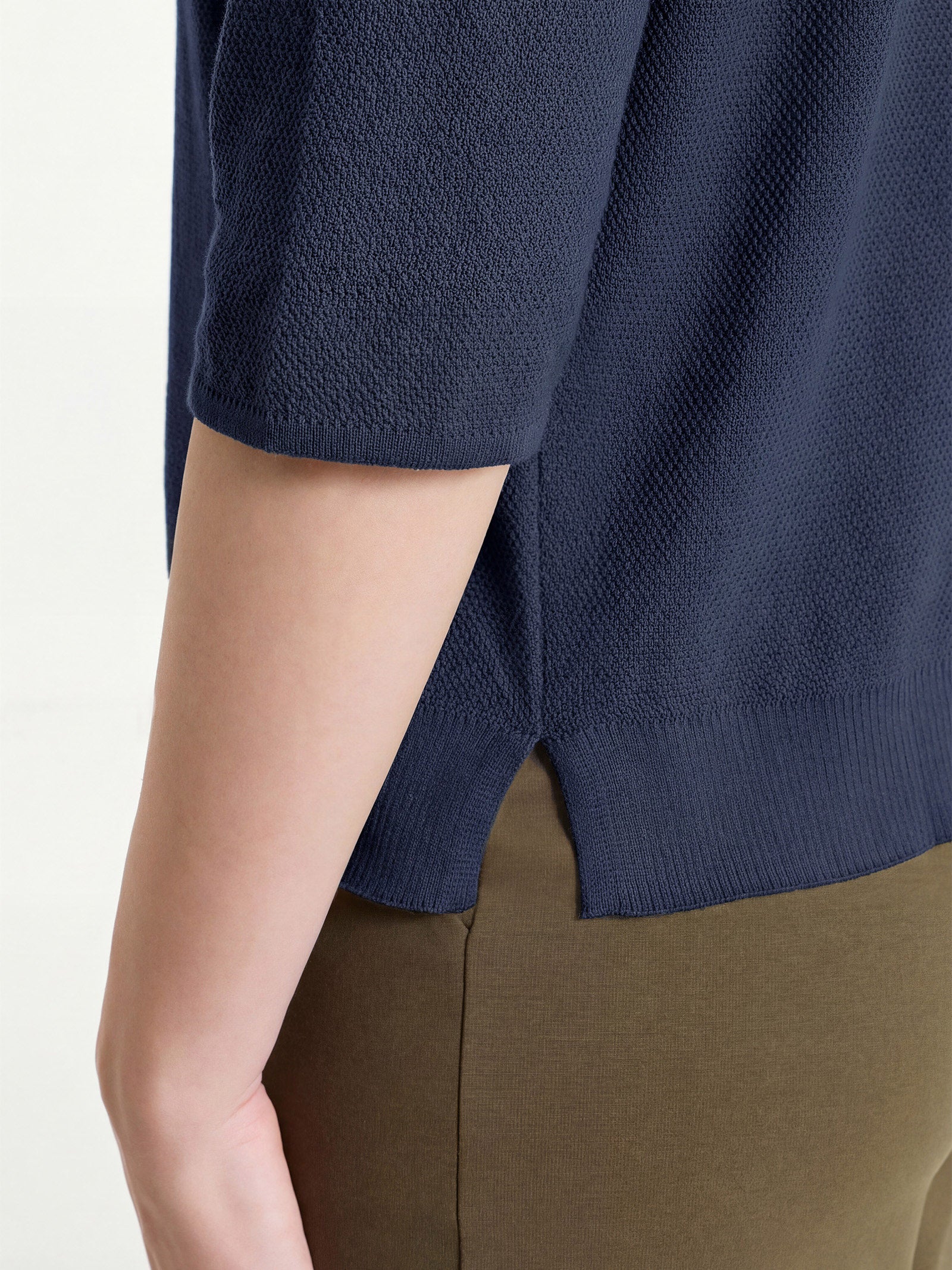 Ragno Puro Cotone maglia girocollo donna Bleu manica 3/4