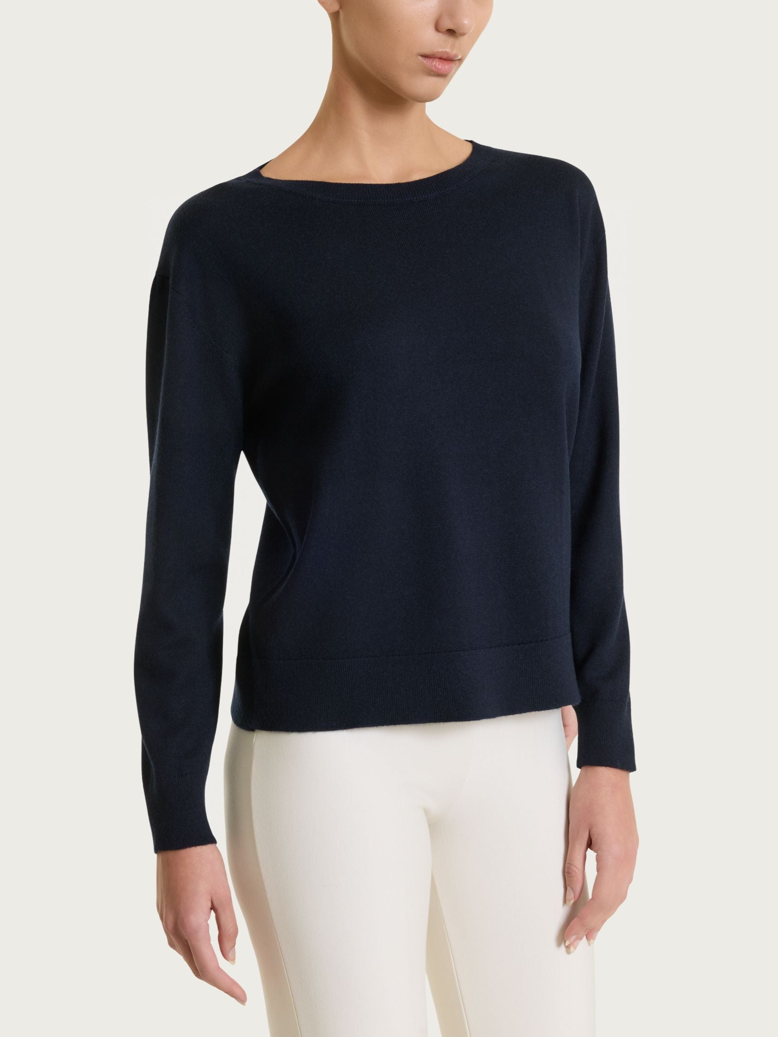 Ragno Merino Soft maglia scollo barchetta manica lunga bleu