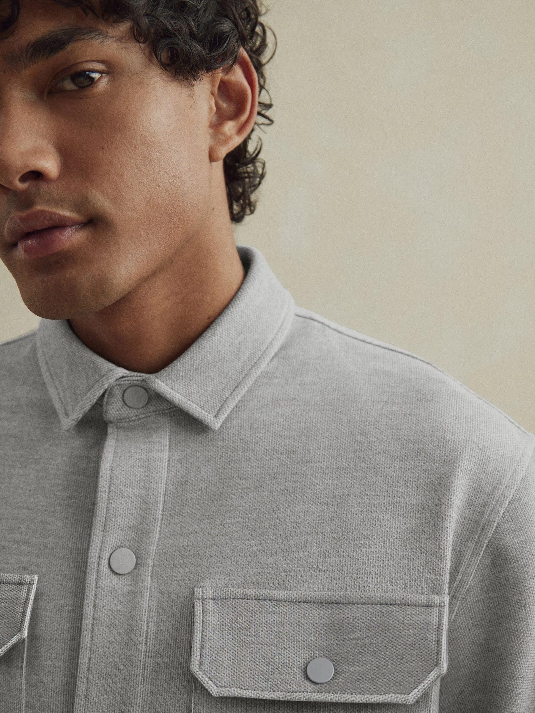 Next giacca camicia uomo twill jersey bottoni L