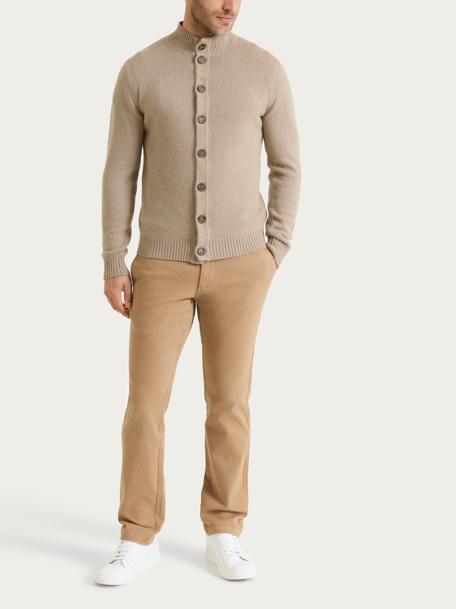 Ragno Natural Soft Cardigan Collo Alto Uomo Grigio Glace' Mel. Caldo