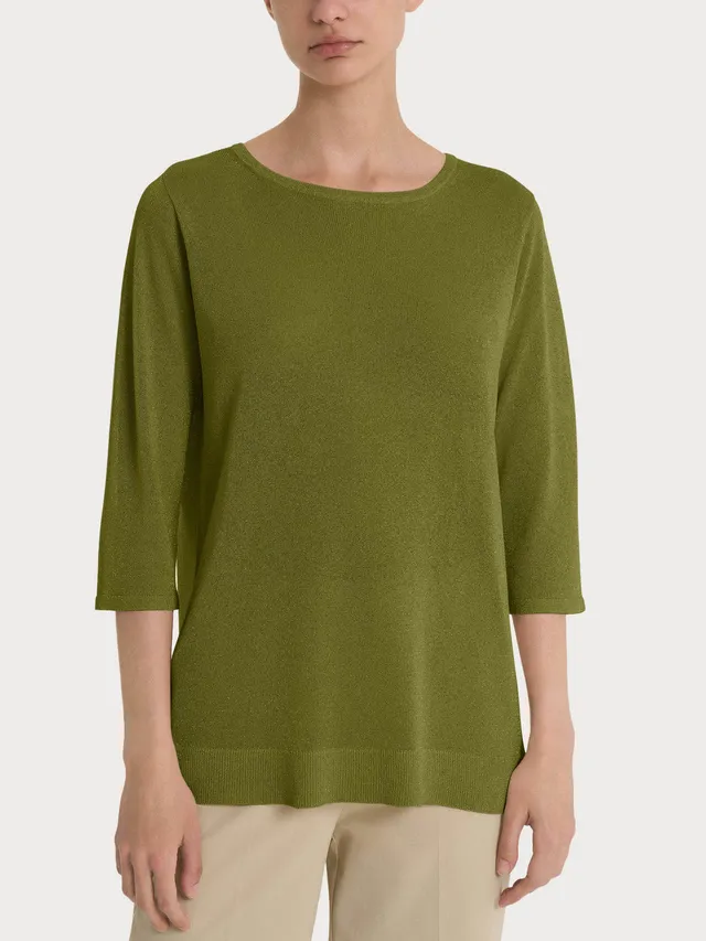 Ragno maglia scollo barca manica 3/4 sphagnum lurex