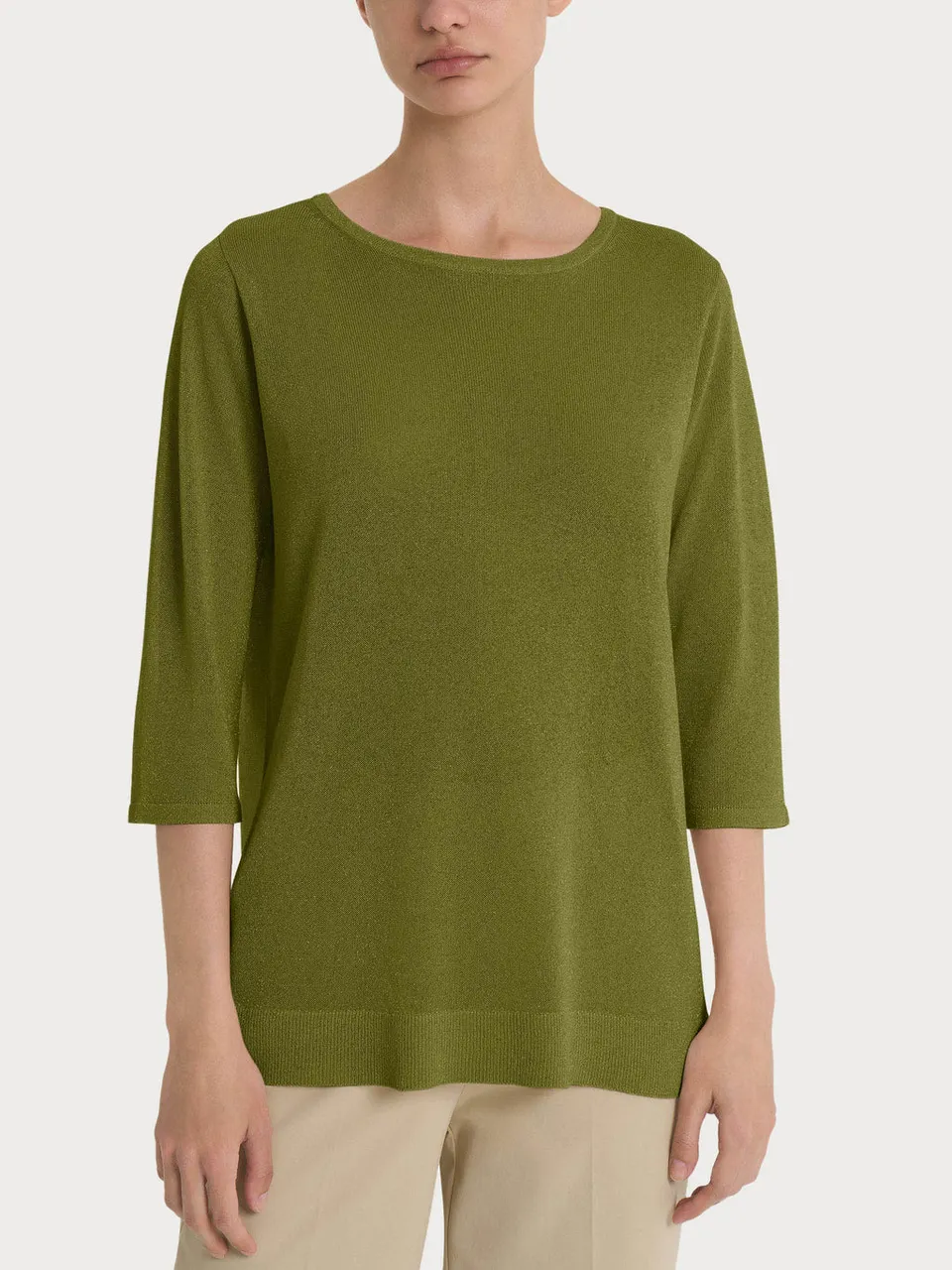 Ragno maglia scollo barca manica 3/4 sphagnum lurex