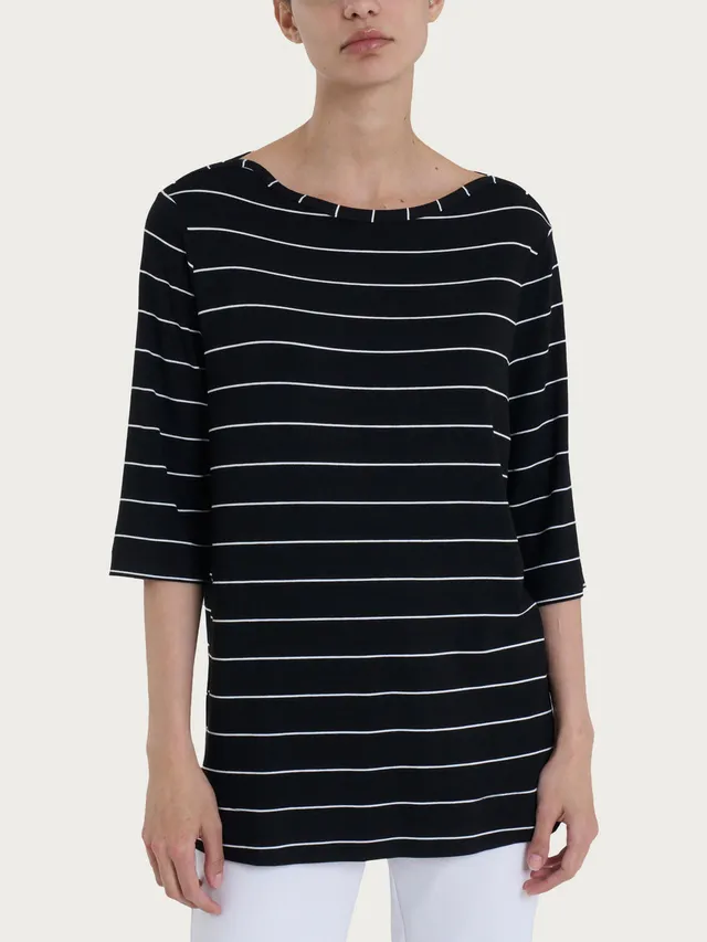 Ragno Viscosa Summer Soft maglia righe nere manica 3/4