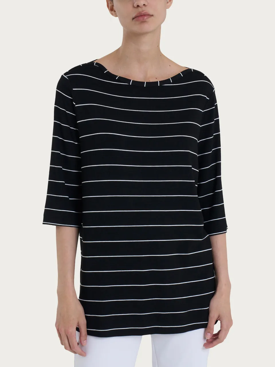 Ragno Viscosa Summer Soft maglia righe nere manica 3/4