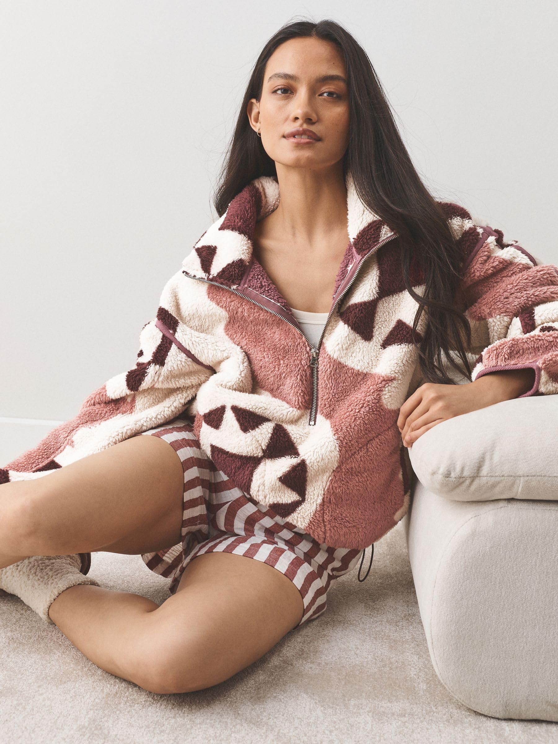 Next pile donna mezza zip sherpa morbido uso quotidiano