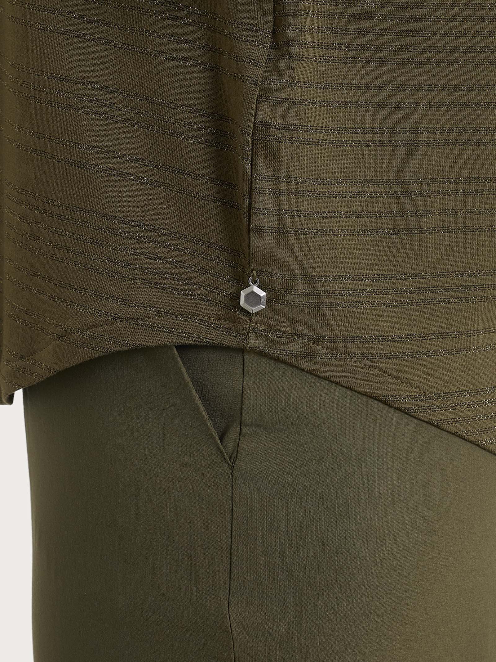 Ragno Viscosa Summer maglietta scollo a V righe Dark Olive soft