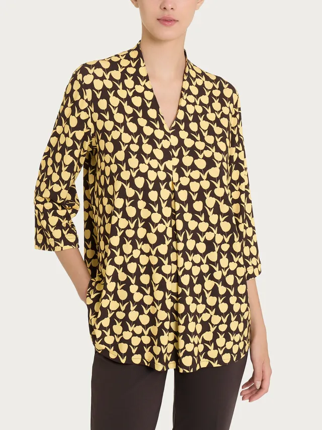 Ragno Crêpe t-shirt scollo V pale banana fantasia