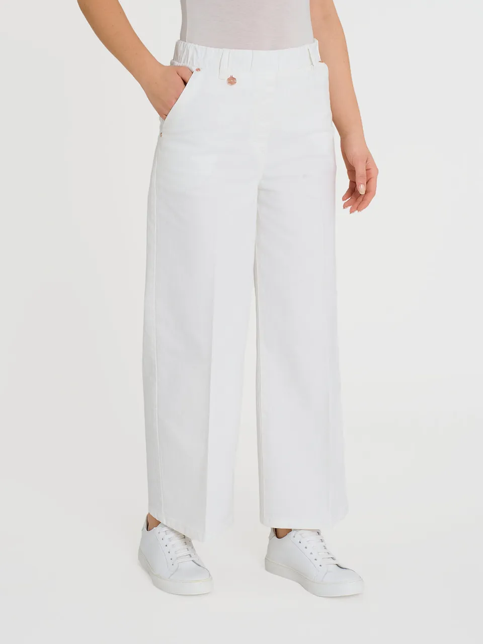 Ragno Super Denim Jeans cropped wide White leggero