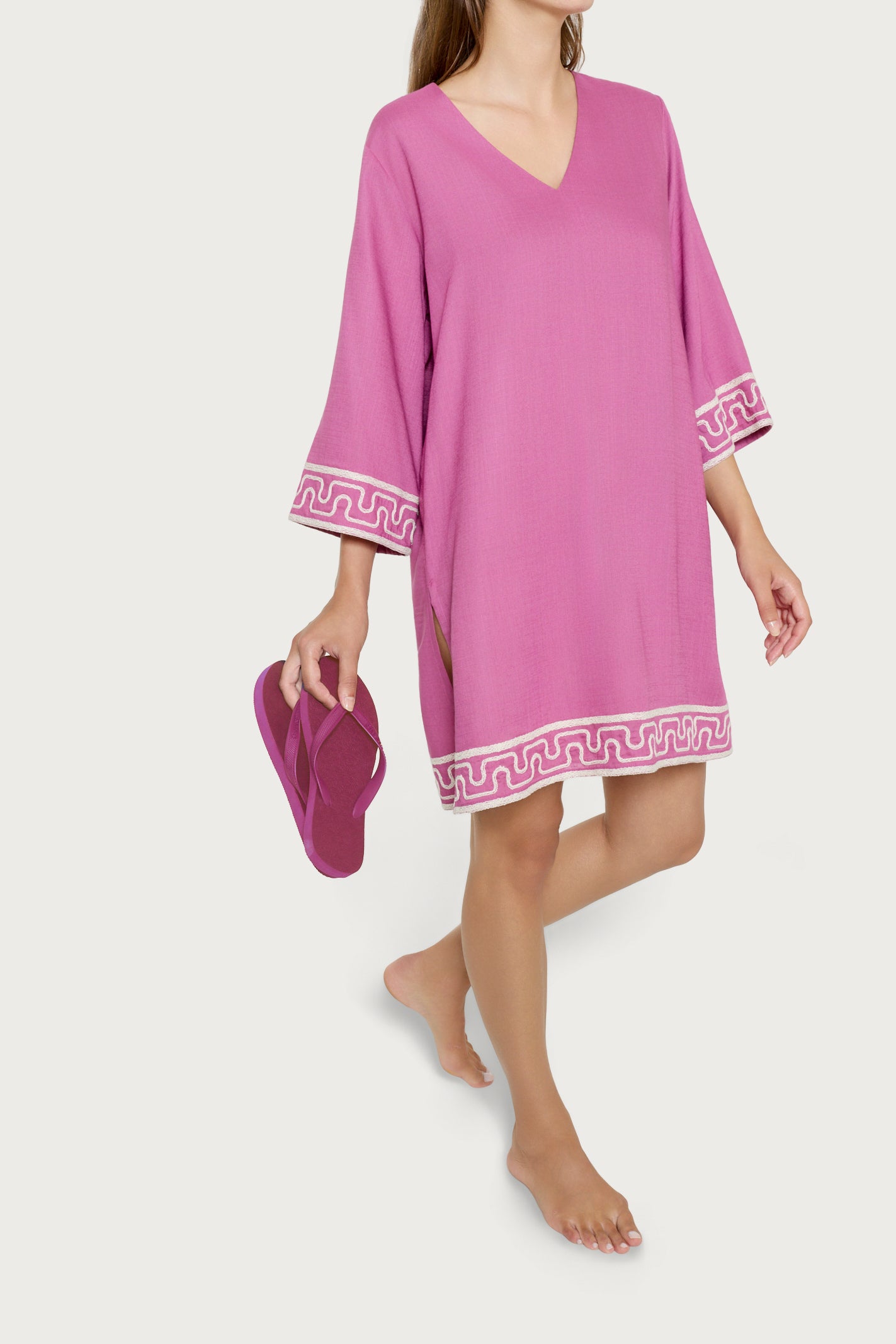 Ragno Compact abito corto Mussola Slub Red Violet viscosa