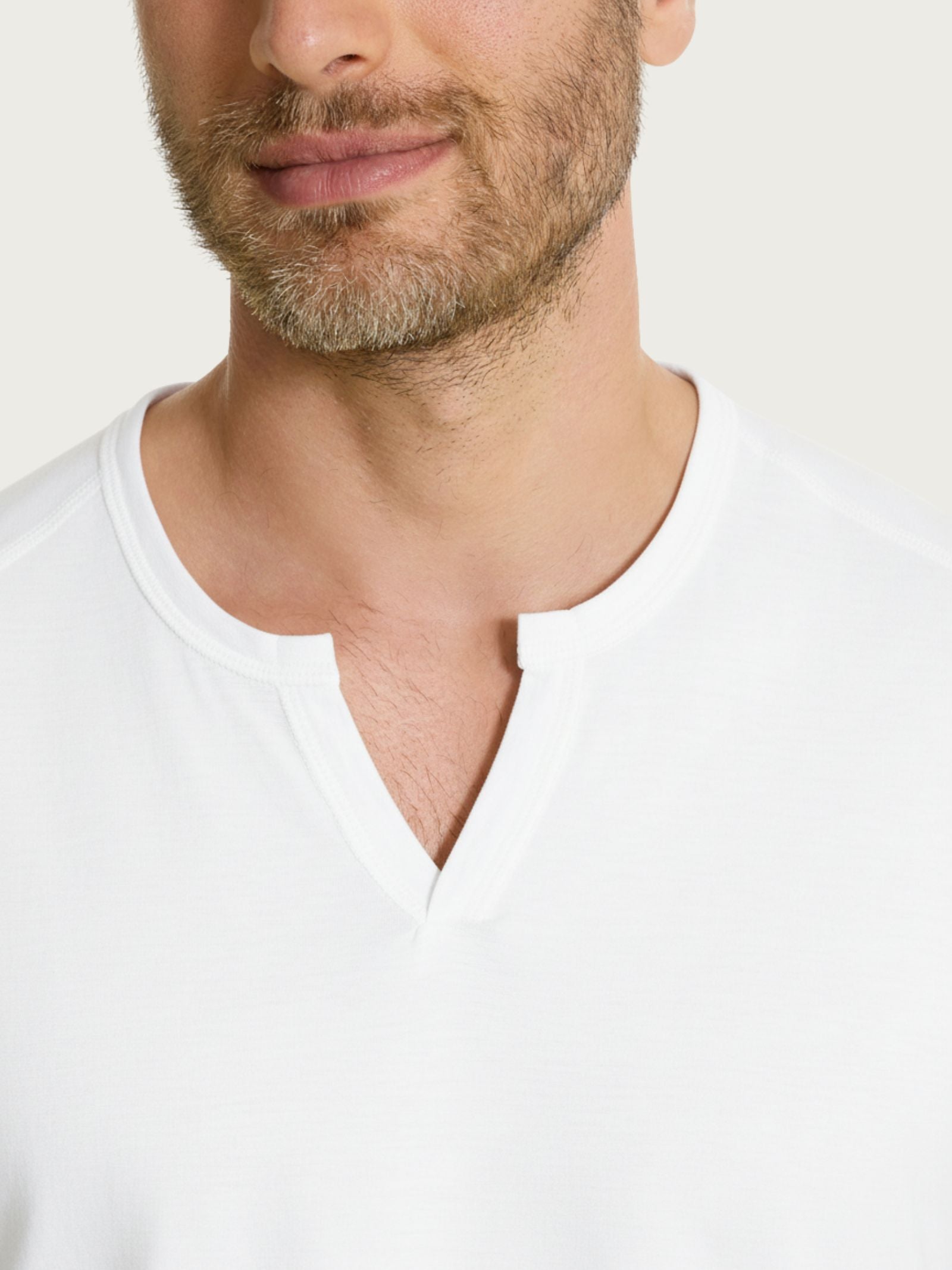 Ragno Beachwear T-shirt Scollo V Slub Cotone Bianco