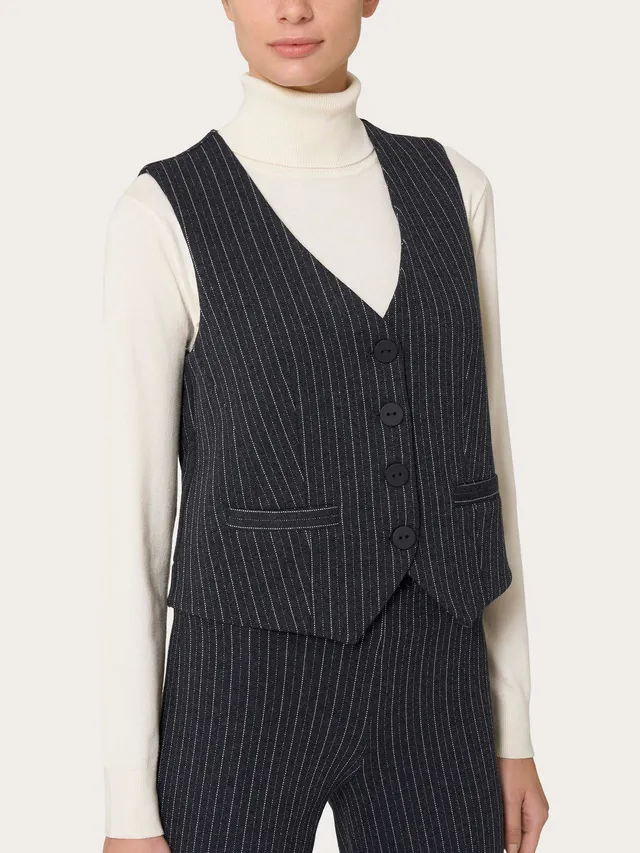 Ragno Eco Jacquard Gilet 4 Bottoni gessato Fant.Oscuro Mel