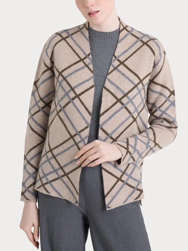 Ragno Natural Soft Cardigan Aperto Check Zenzero