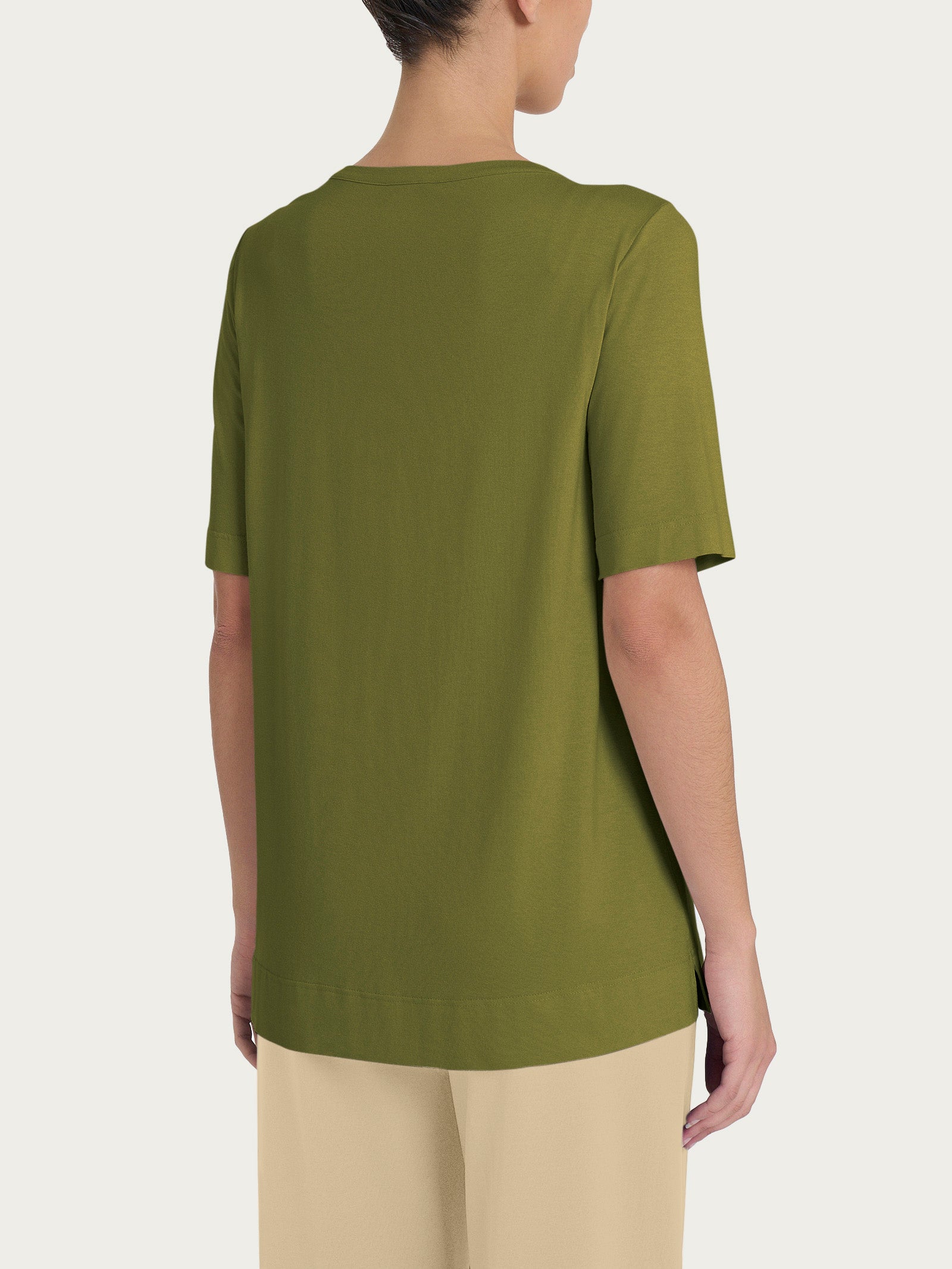 Ragno Maglietta Girocollo Donna Manica Corta Verde Viscosa