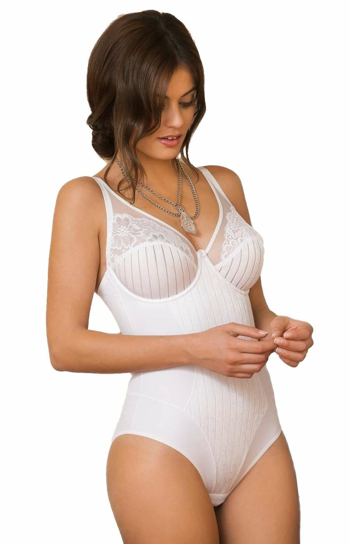 Lady C body modellante pizzo coppa D 3D senza imbottitura elegante