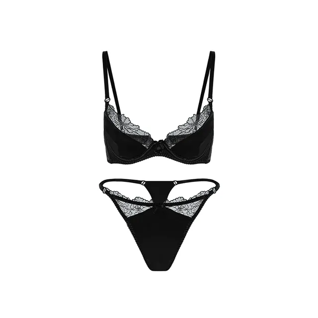 Maria Grazia Severi Satin Lace completo intimo nero raso e pizzo