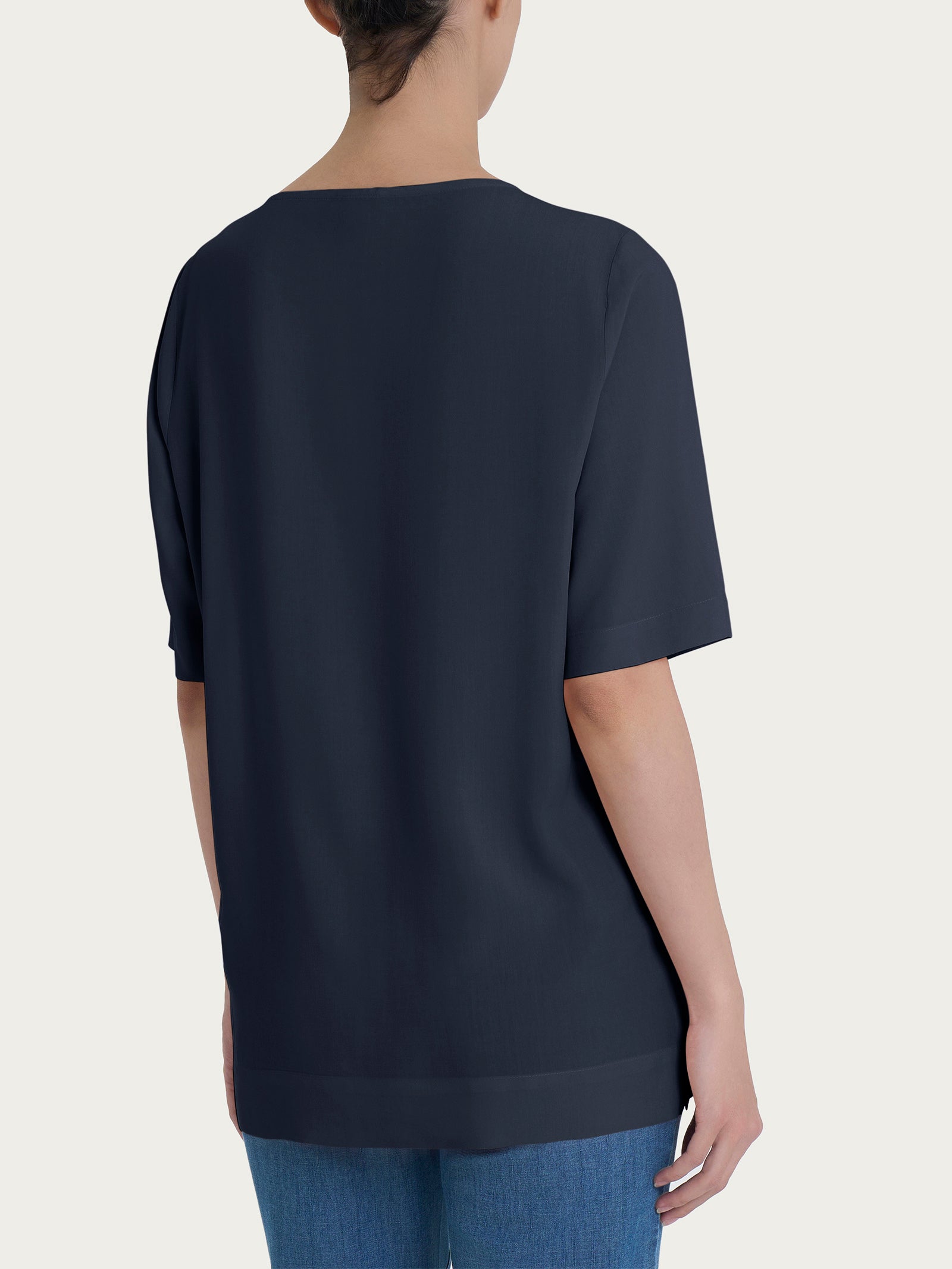 Ragno EcoSeta Blusa Manica Corta Blu in viscosa