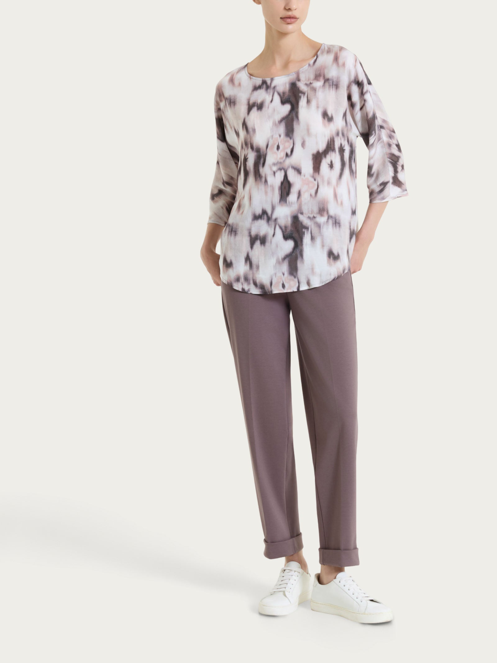 Ragno Compact Light pantalone a carota Plum Truffle con tasche