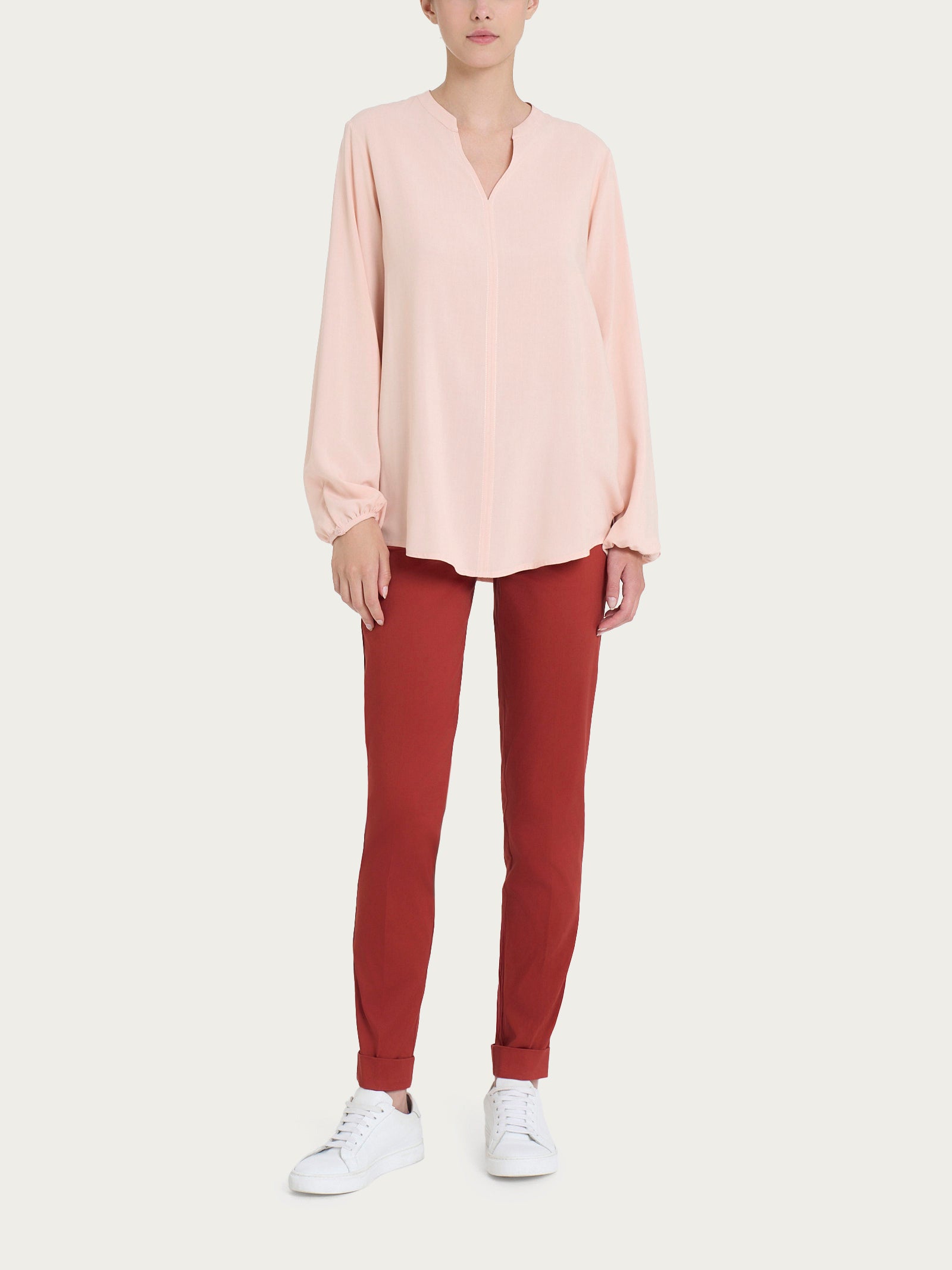 Ragno EcoSeta Blusa camicia Cameo Rose collo coreana