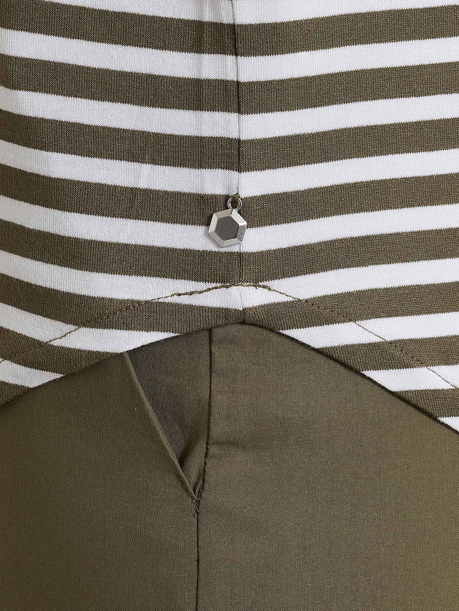 Ragno Viscosa Summer maglietta scollo V a righe Dark Olive