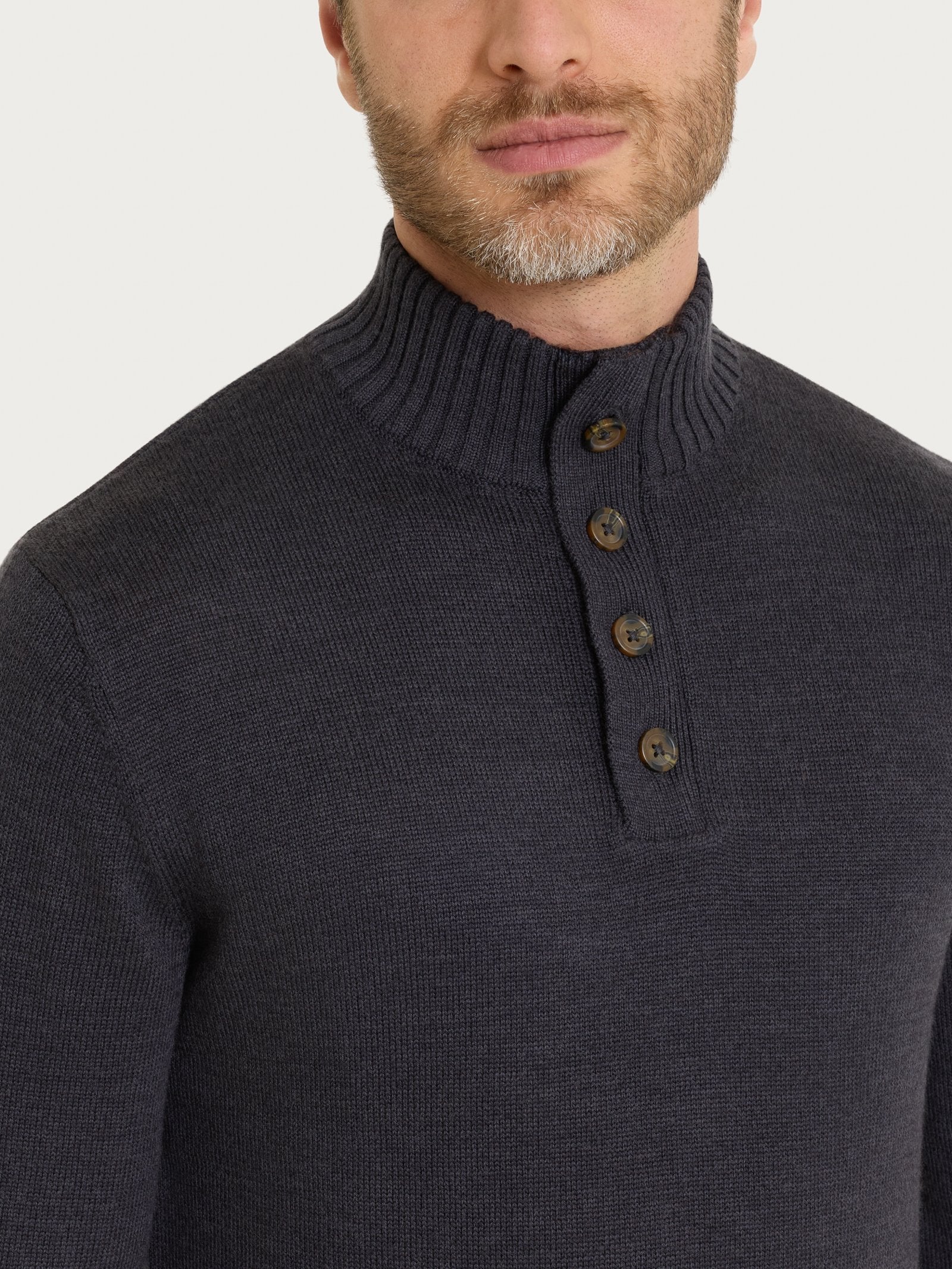 Ragno Lupetto Zip Bottoni Merino Soft Oscuro Mel. pura lana merino
