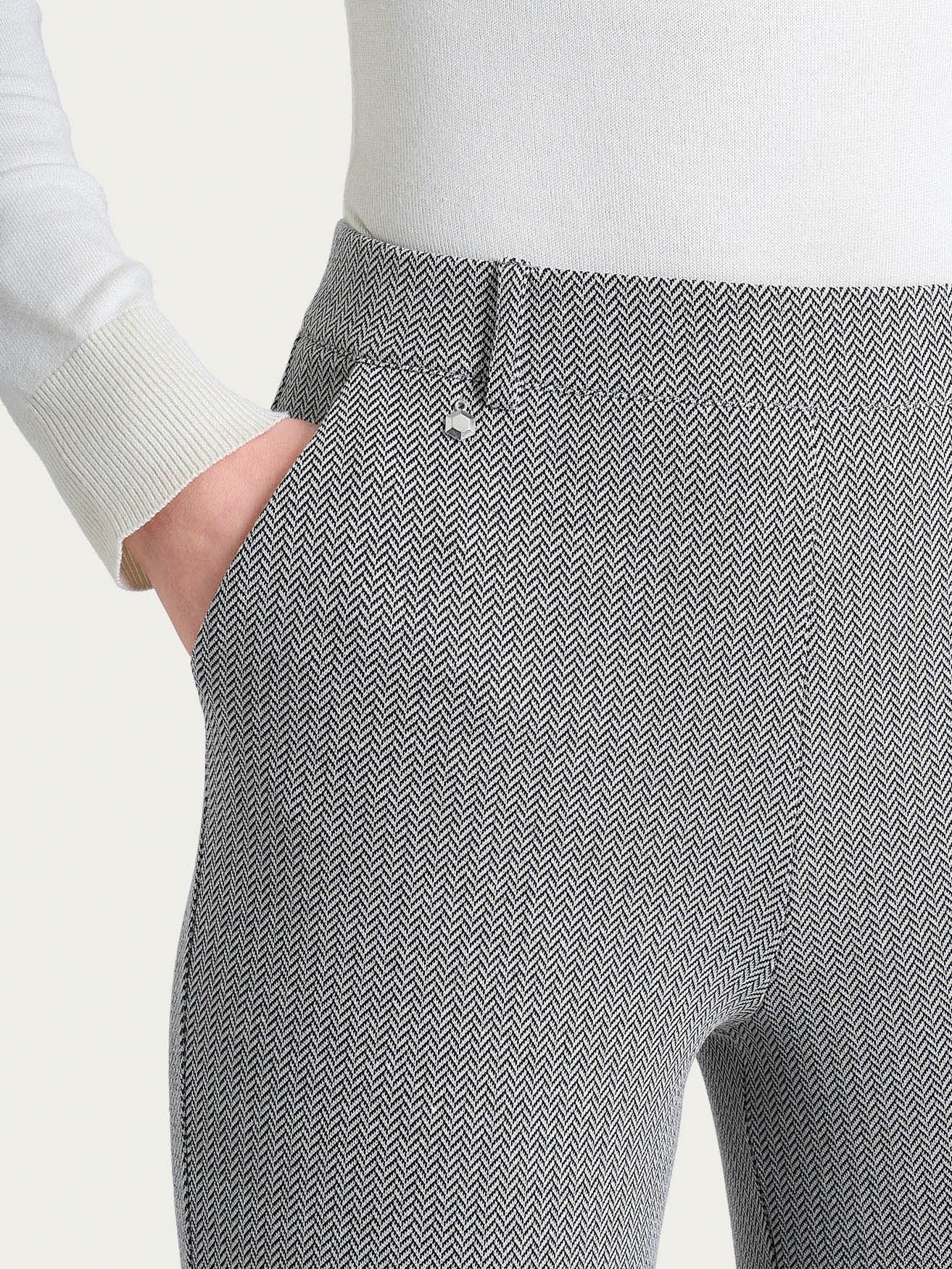 Ragno Eco Jacquard pantalone dritto Fant. Nero spina di pesce
