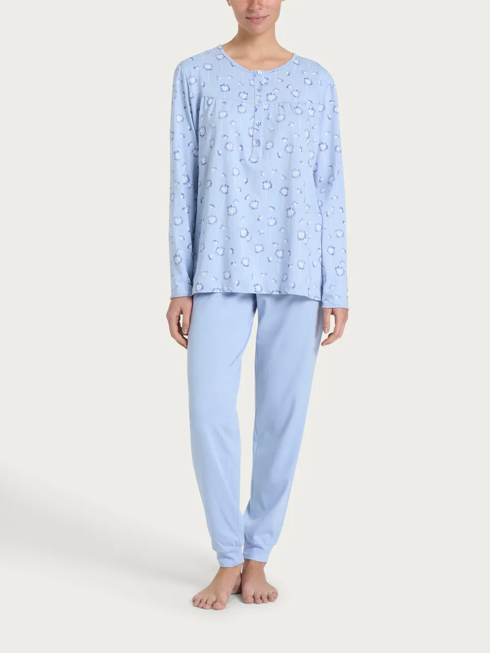 Ragno Jersey Cotone Pigiama Serafino Fant. Brunnera Blue