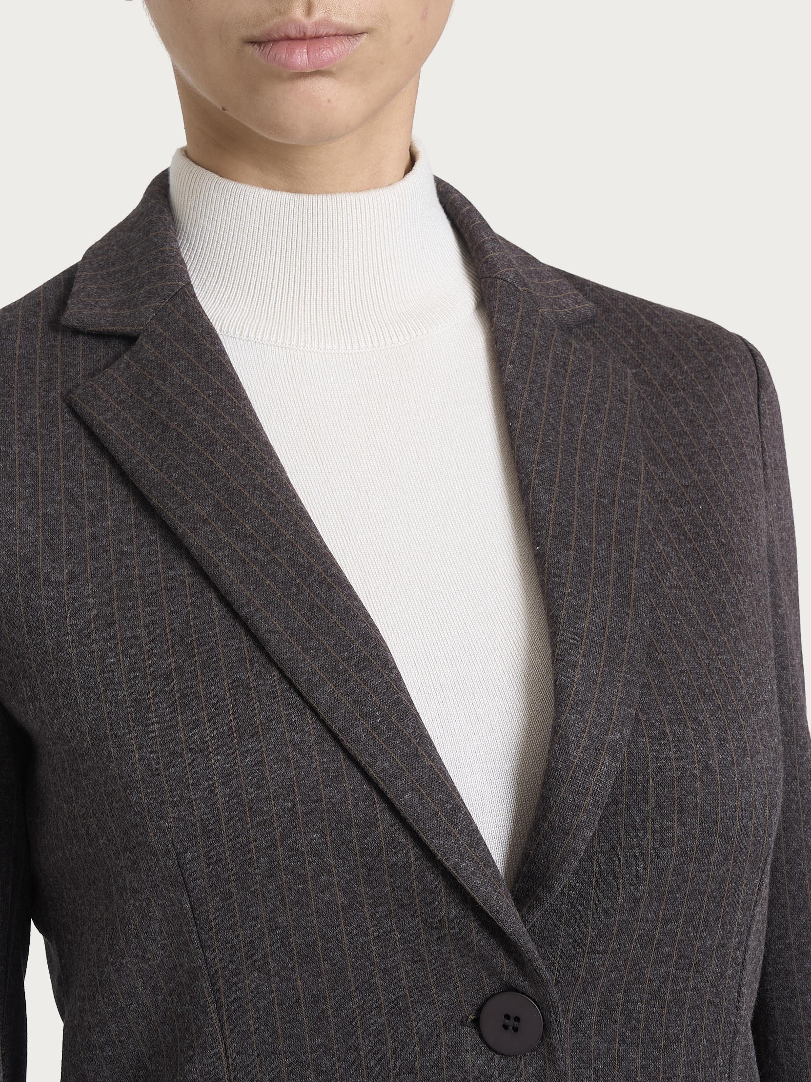 Ragno Compact blazer gessato Eco Jacquard chocolate 2 bottoni