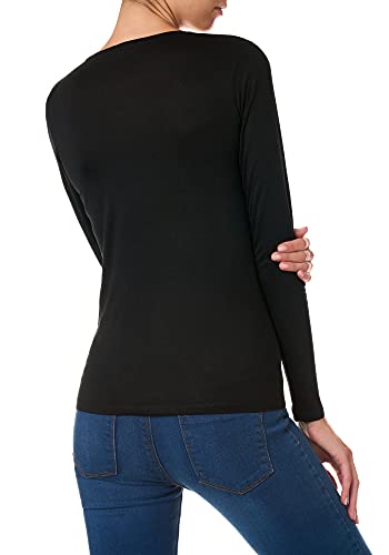 Goldenpoint maglia girocollo donna nero manica lunga