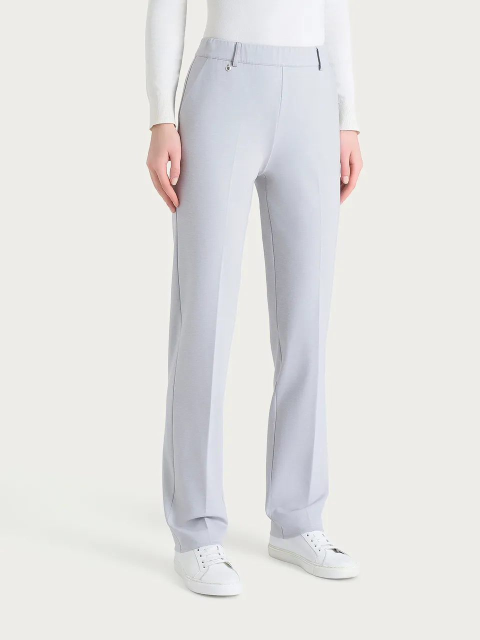 Ragno Cashmere Compact Pantalone dritto Ghiaia Mel.