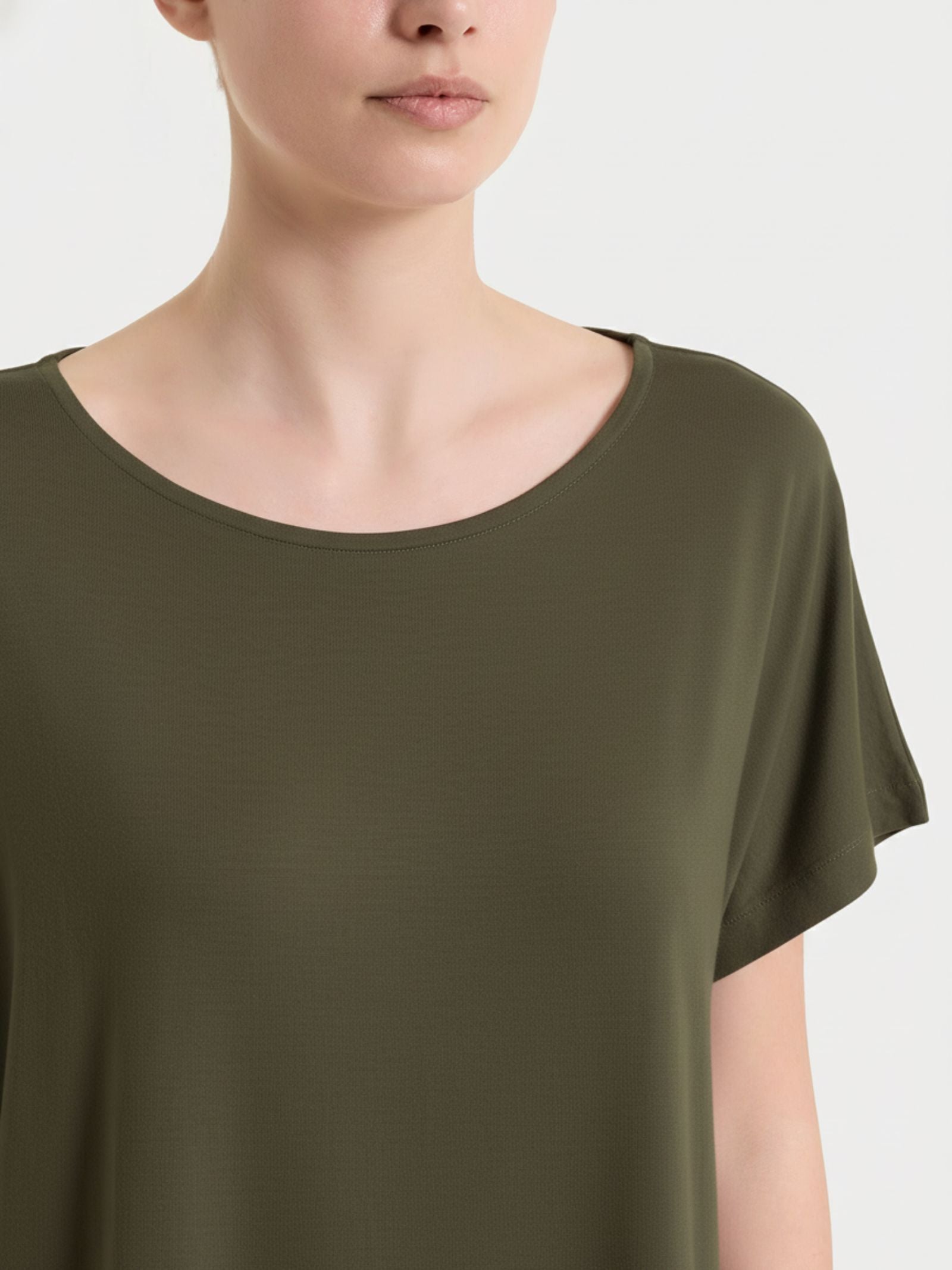 Ragno Viscosa Summer maglietta girocollo dark olive manica kimono