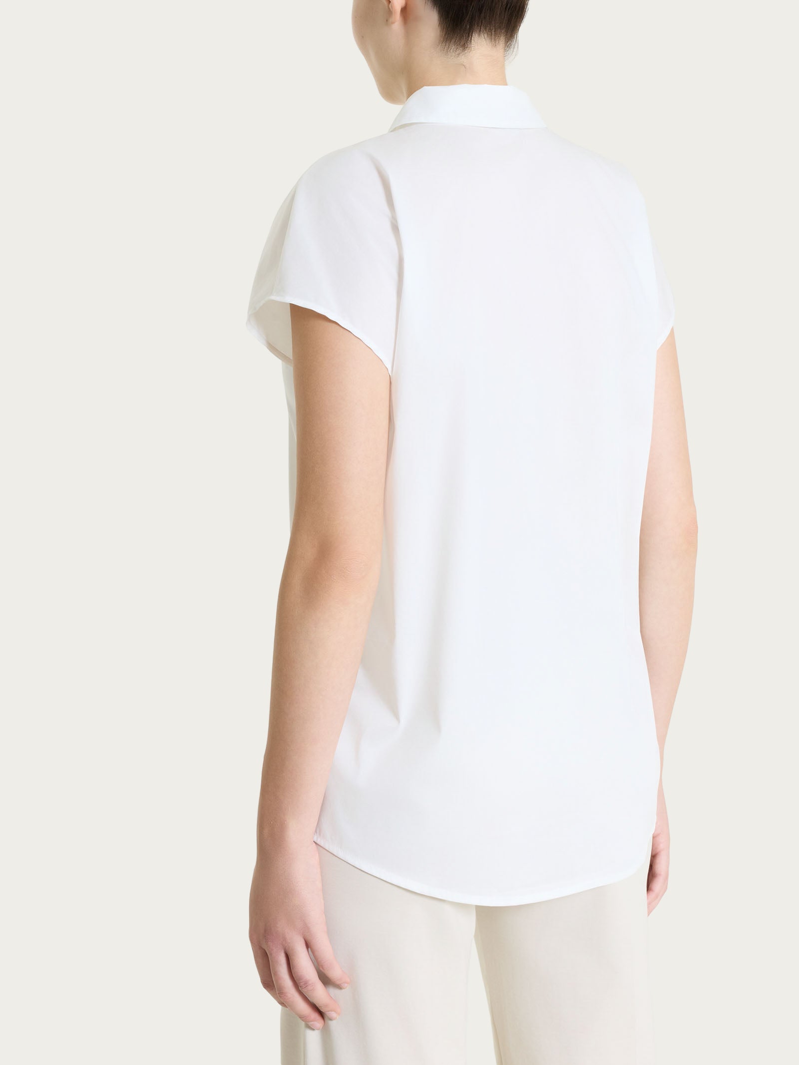 Ragno Poplin Camicia Donna Bianco Manica Kimono Cotone