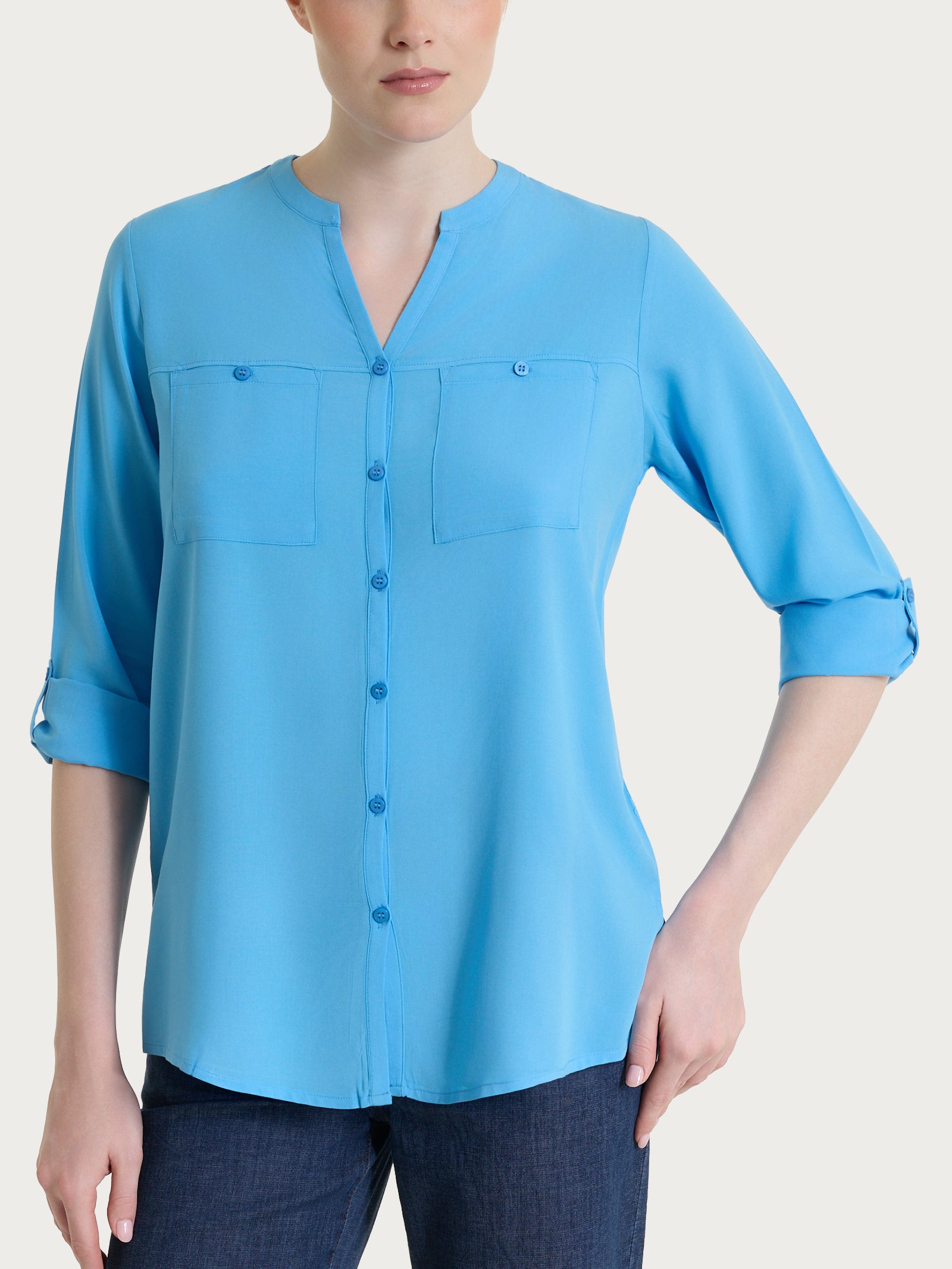 Ragno EcoSeta Coreana camicia azzurra Azure Blue raso