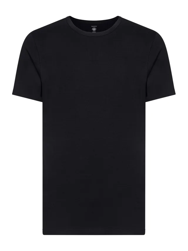 Ragno Interlock maglietta girocollo uomo Nero puro cotone