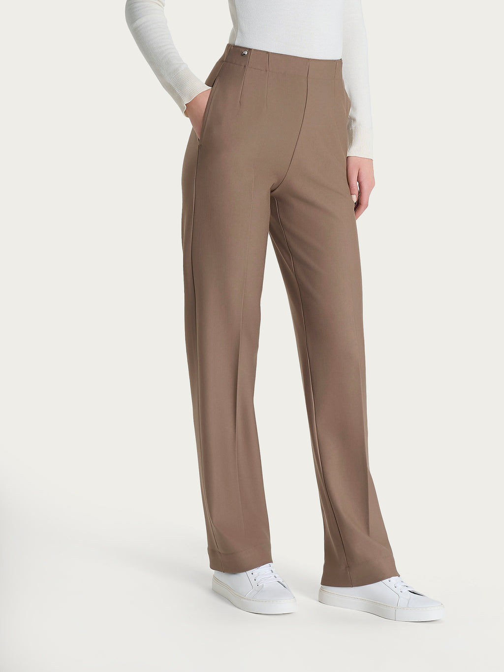 Ragno Compact pantaloni donna dritti Pine Bark con tasche