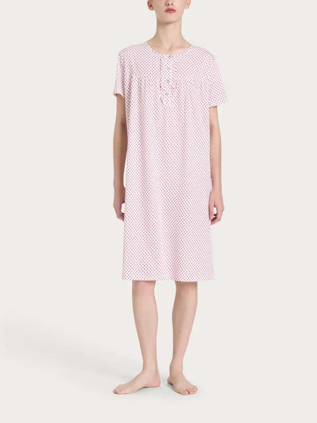 Ragno Jersey di Cotone camicia da notte fantasia white manica corta
