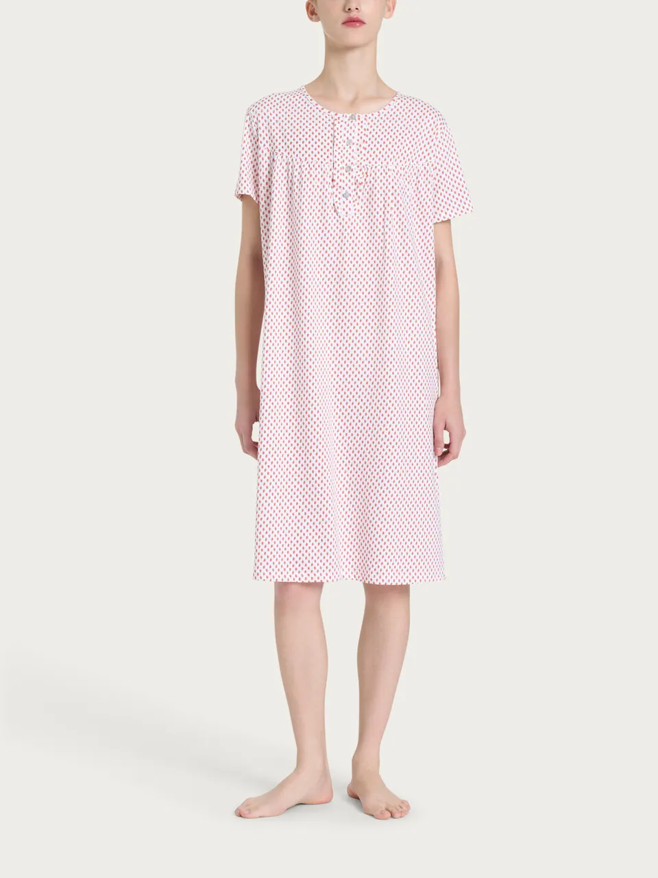 Ragno Jersey di Cotone camicia da notte fantasia white manica corta