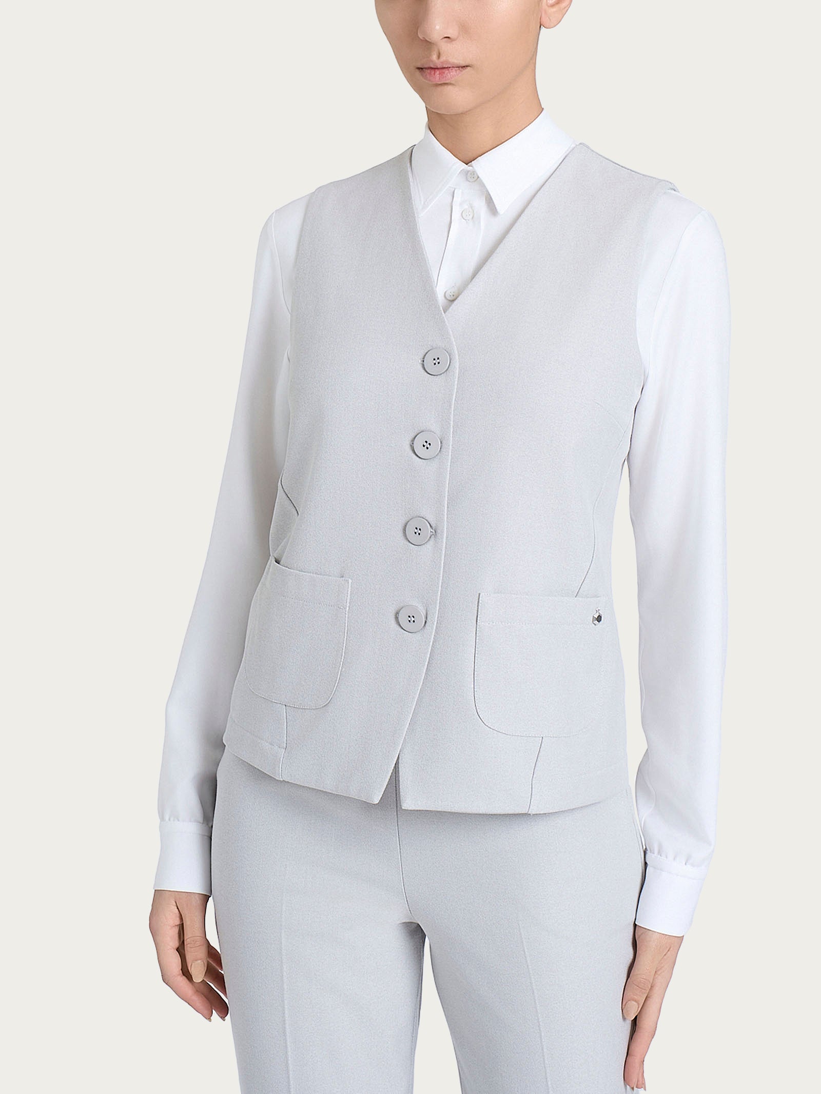 Ragno Flannel Twill gilet 4 bottoni Ghiaia Melange caldo