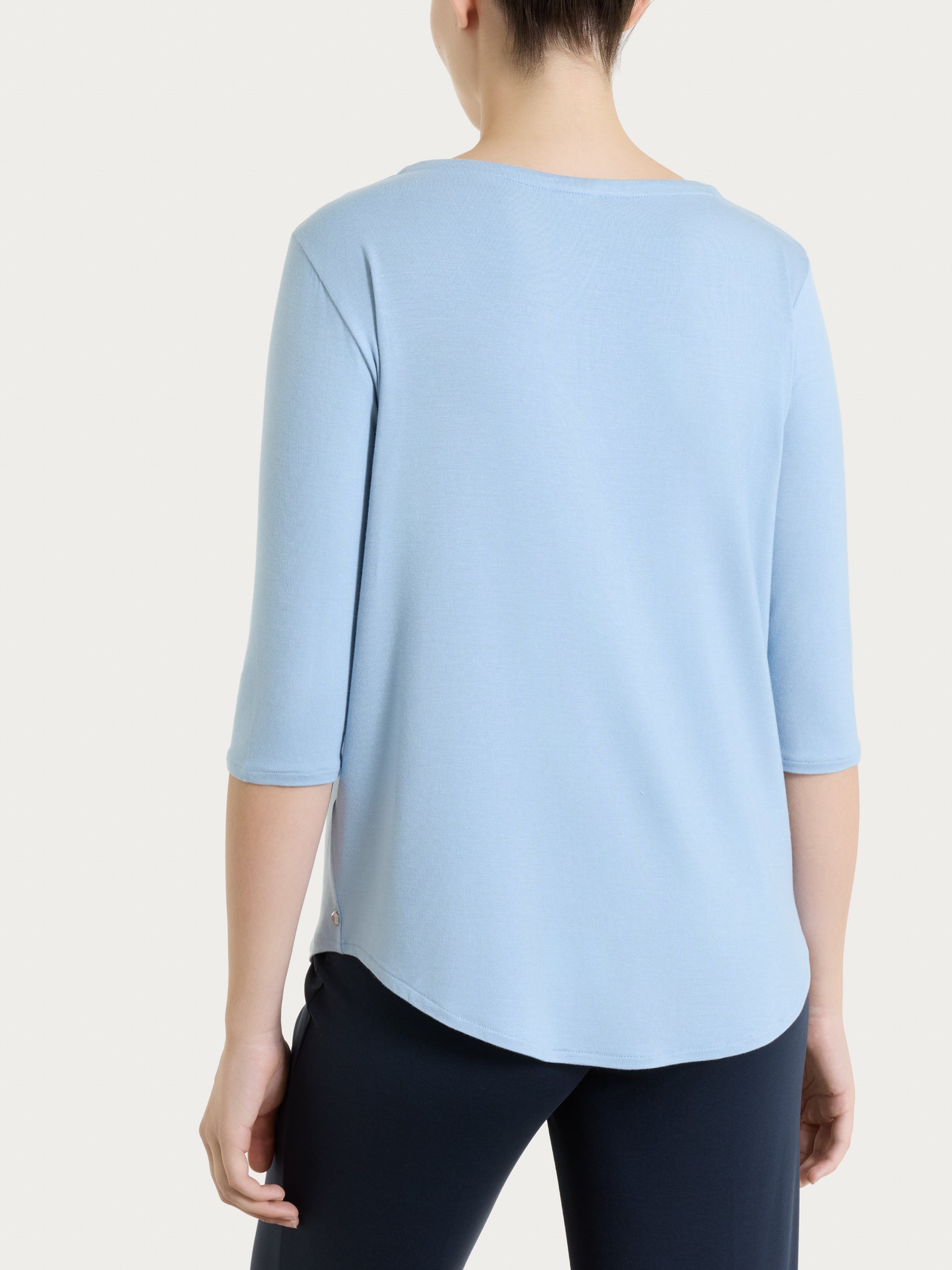Ragno Viscosa Summer maglietta scollo V incrociato dusty blue