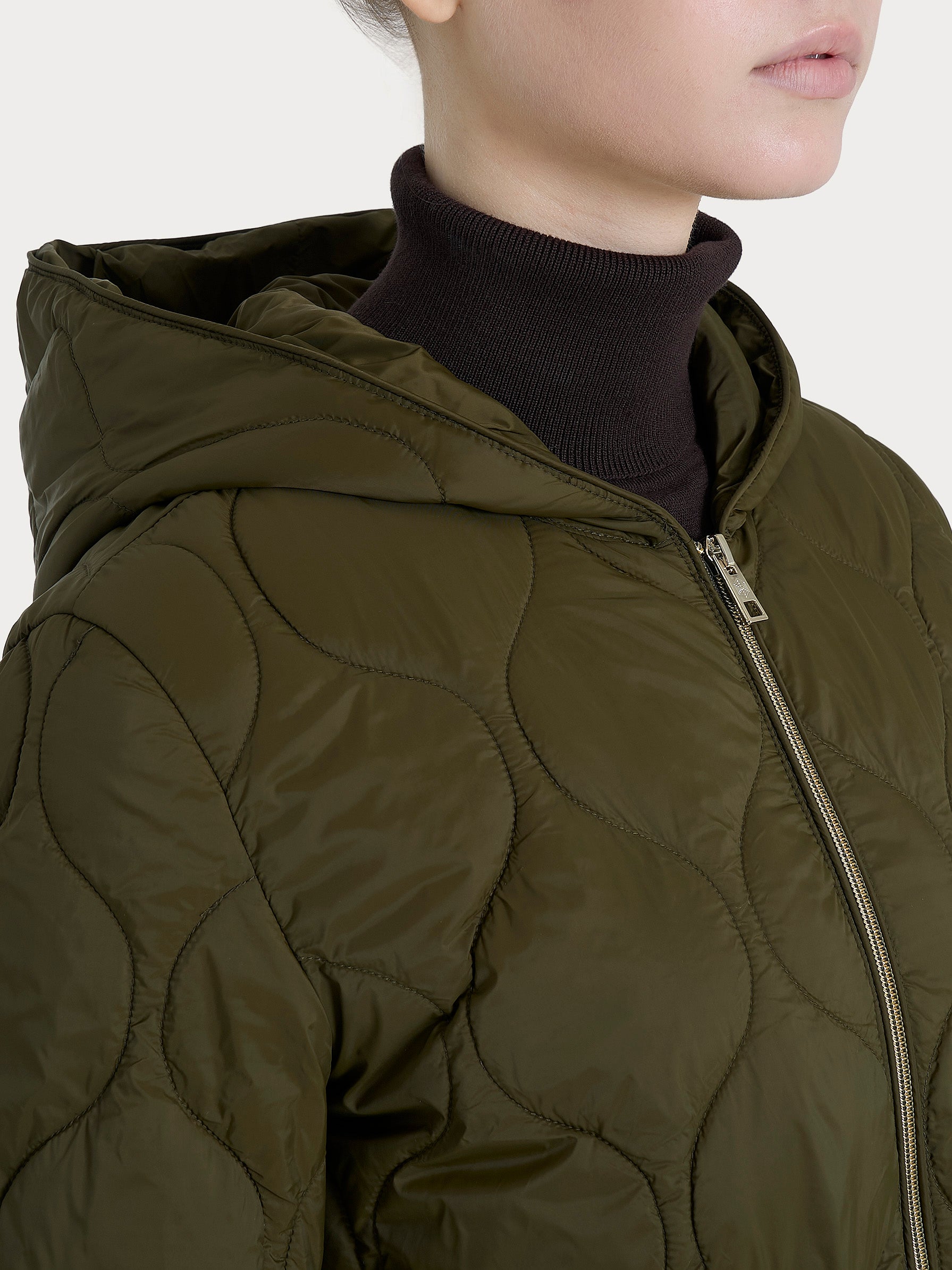 Ragno Onion Quilt piumino donna Dark Olive con cappuccio