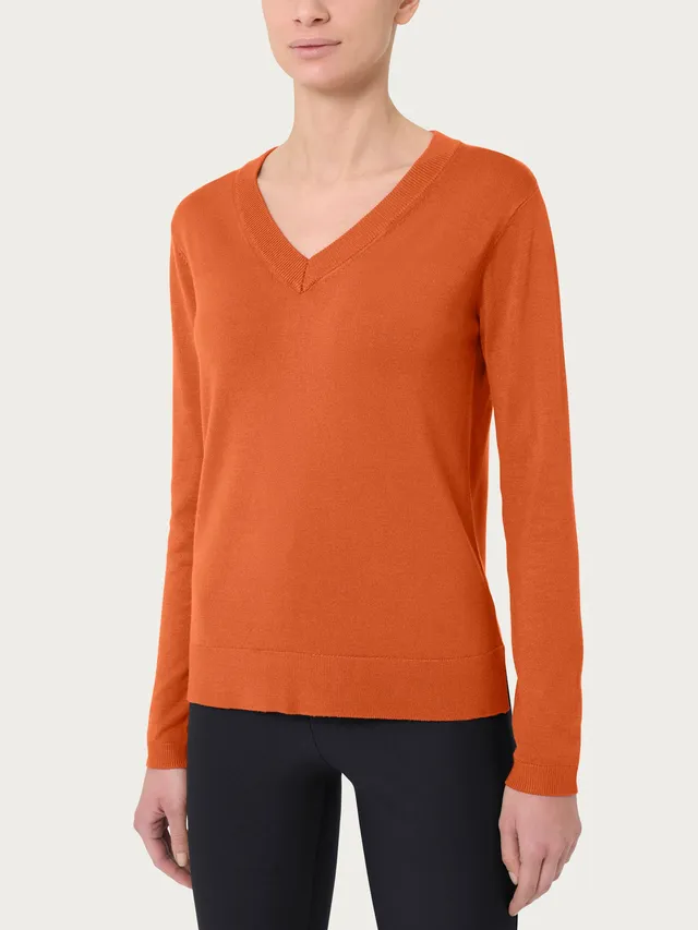 Ragno Four Seasons Scollo a V maglia rust manica lunga
