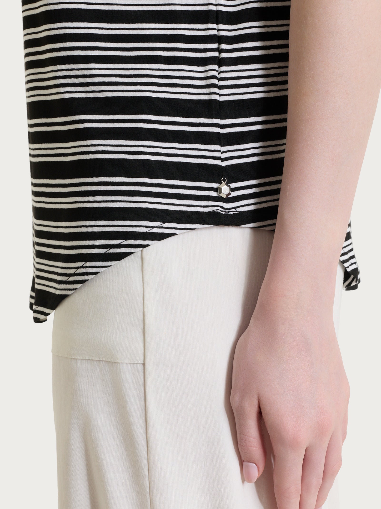 Ragno Viscosa Summer maglietta righe barchetta nera
