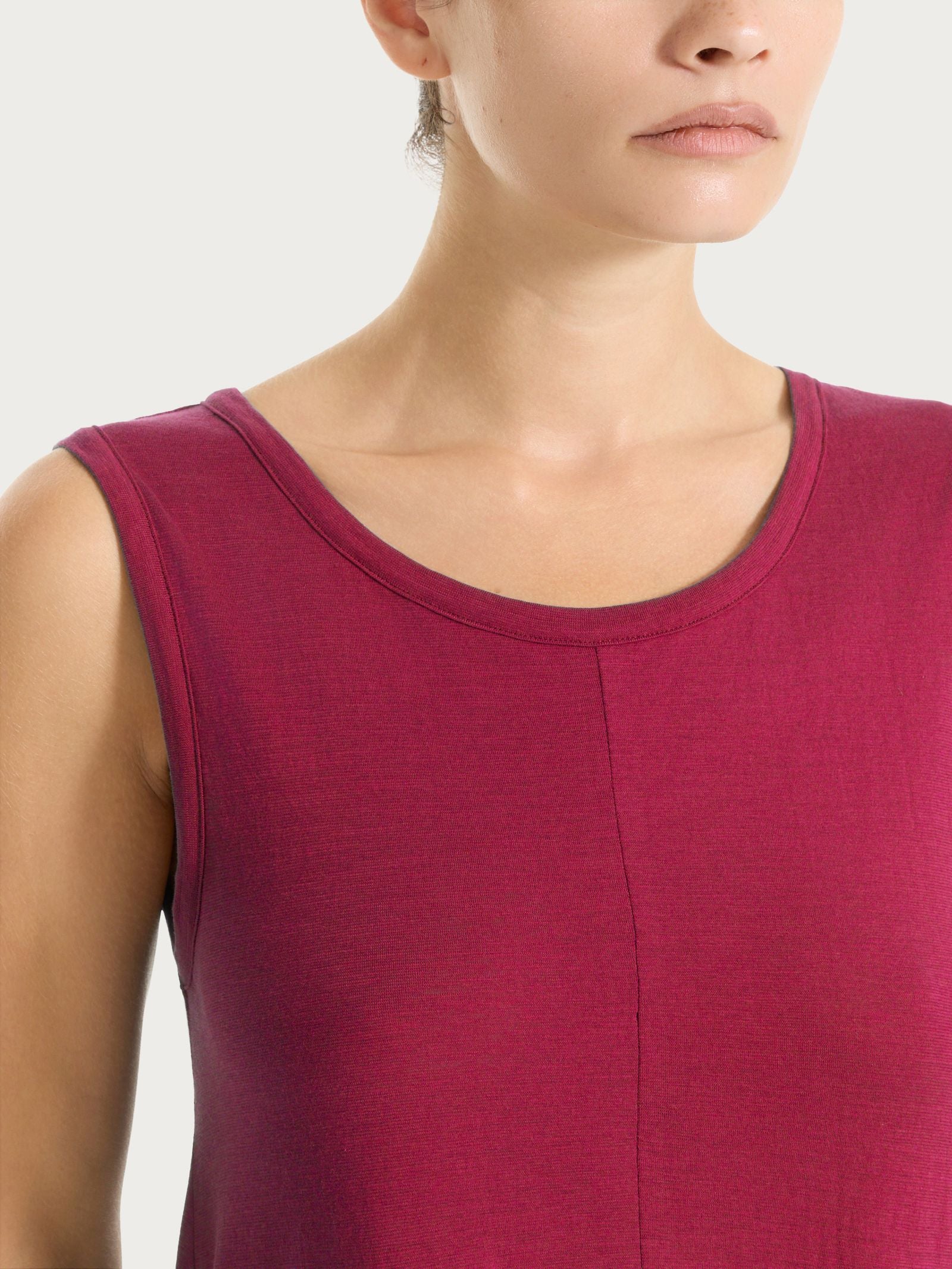 Ragno Slub Jersey Vestito Lungo Beet Red puro cotone