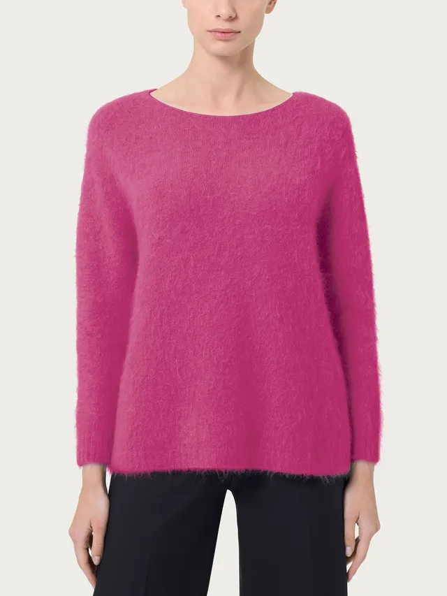 Ragno Alpaca maglia barchetta viola morbida
