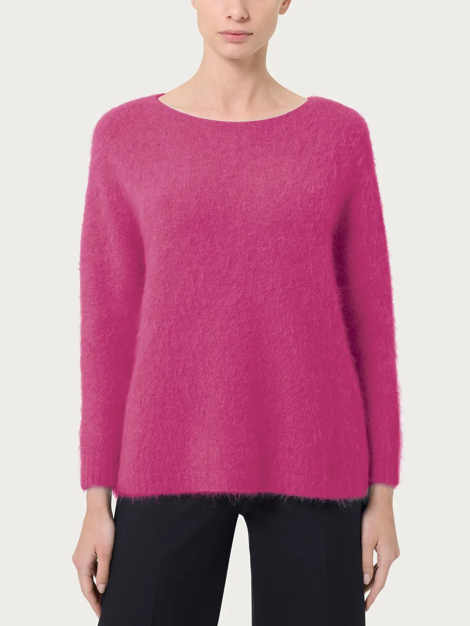 Ragno Alpaca maglia barchetta viola morbida