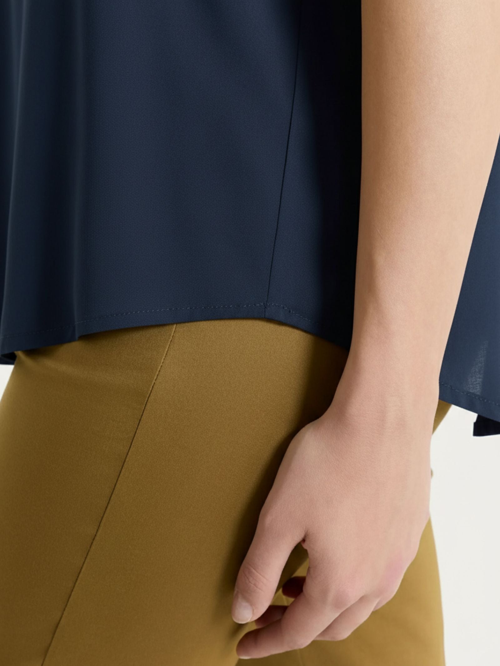 Ragno Voile Stretch Blusa kimono blusa bleu manica corta fluida