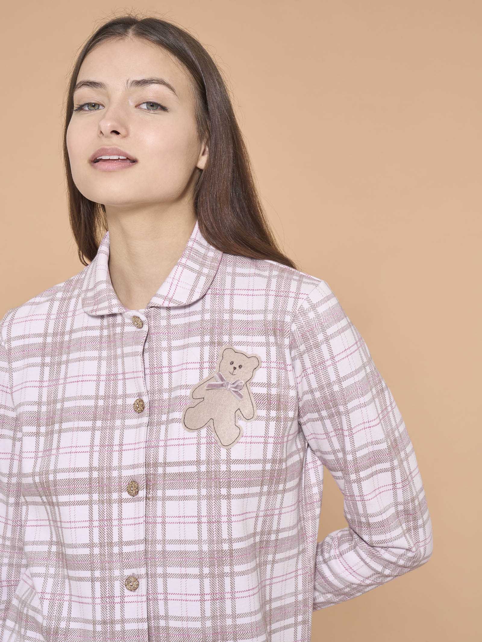 Ragno Sweet Emotion camicia da notte lunga cotone rosa tartan