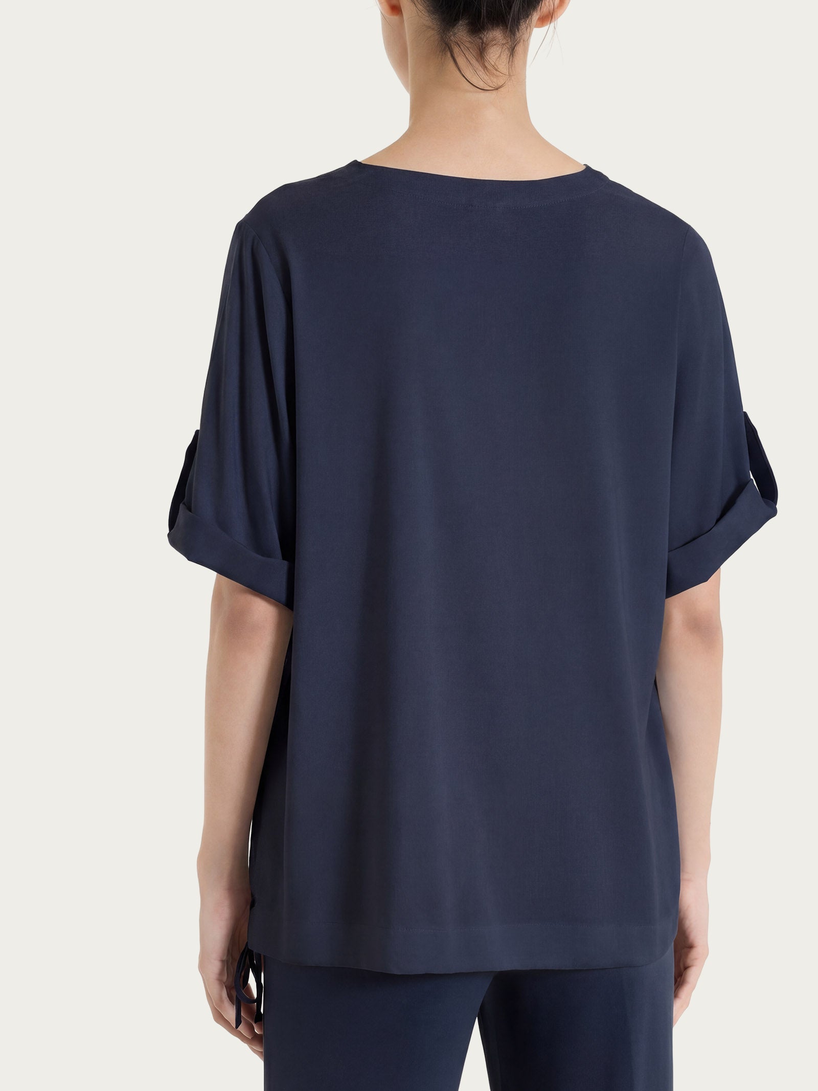 Ragno Viscosa Summer blusa scollo V manica lunga bleu