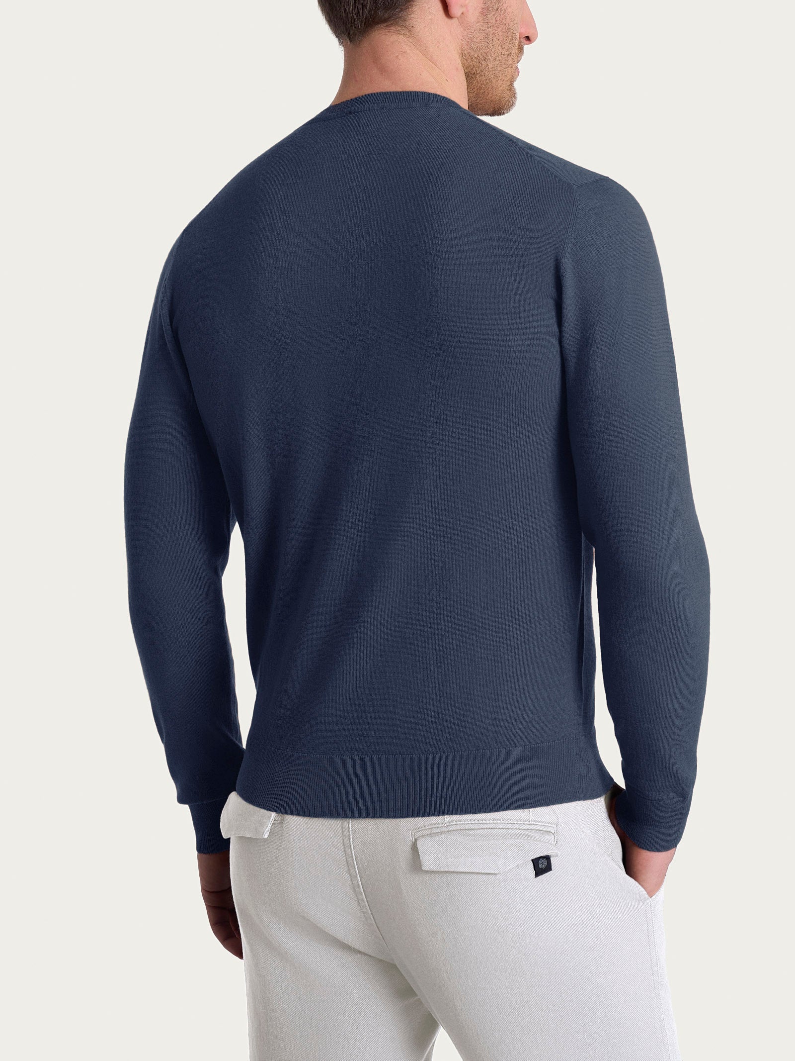 Ragno Merino Soft pull girocollo indigo uomo lana
