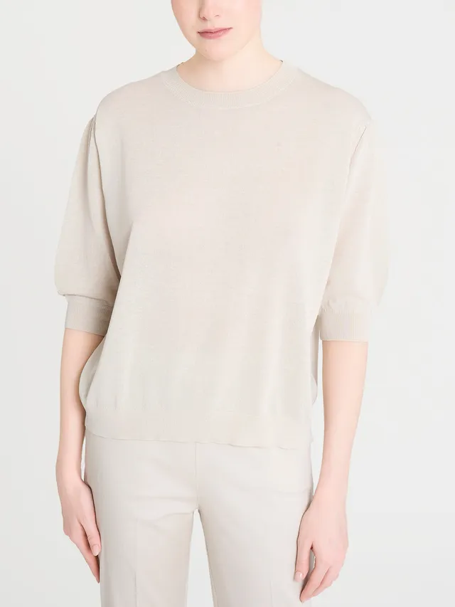 Ragno Crêpe sweater manica palloncino beige traspirante